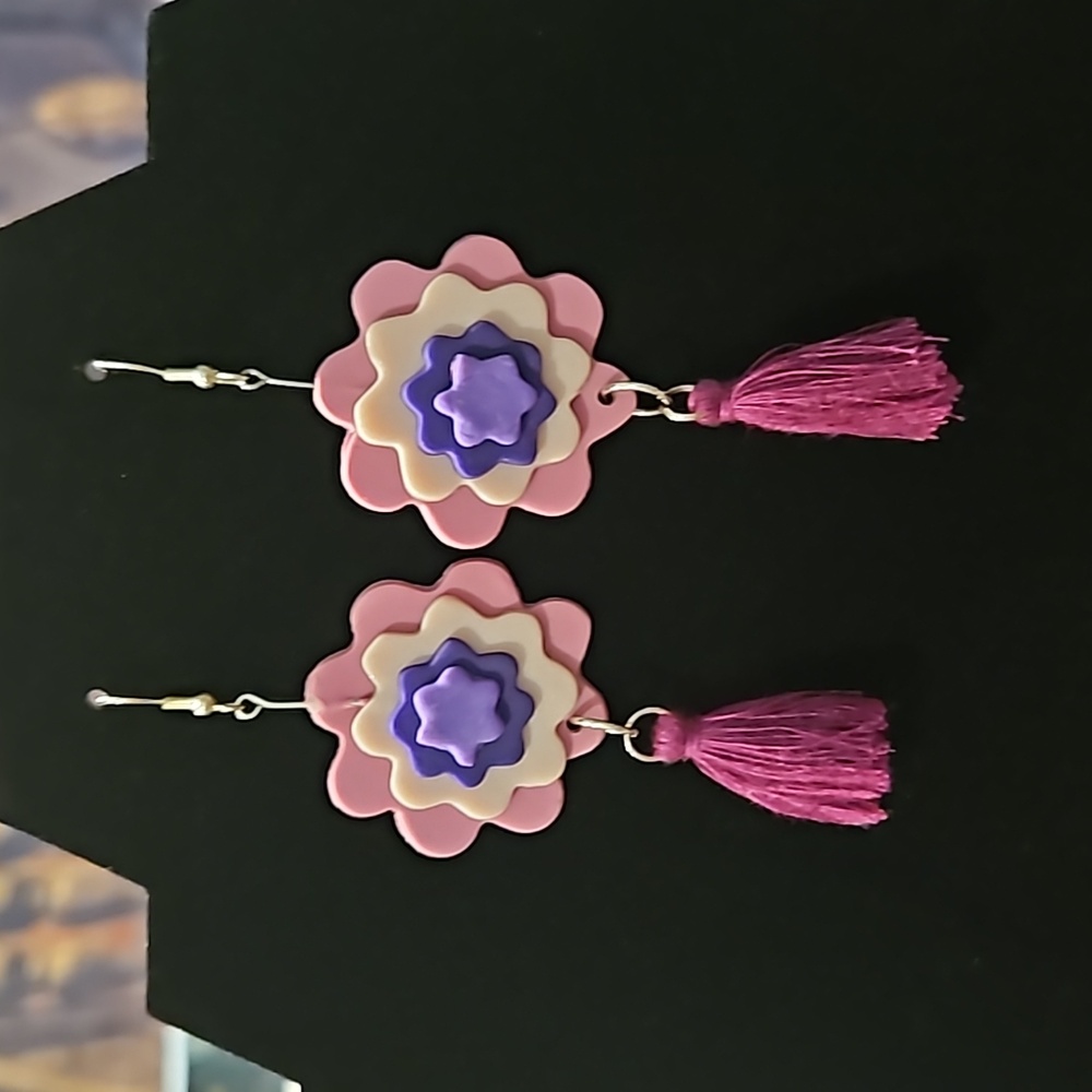 Flower polymer clay earrings